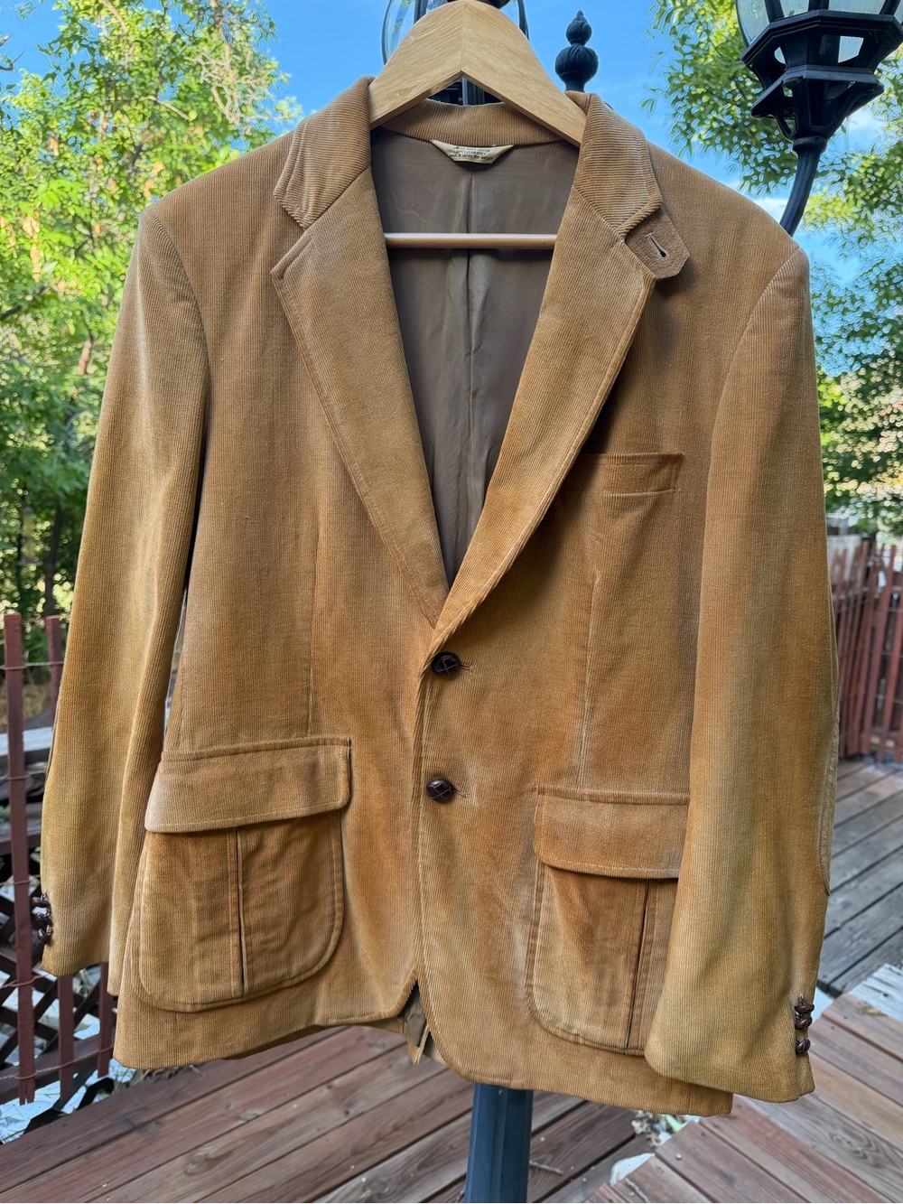 VTG Tan Corduroy Sport Coat 38S Camel Blazer Japan Cambridge Classics Mervyn’s